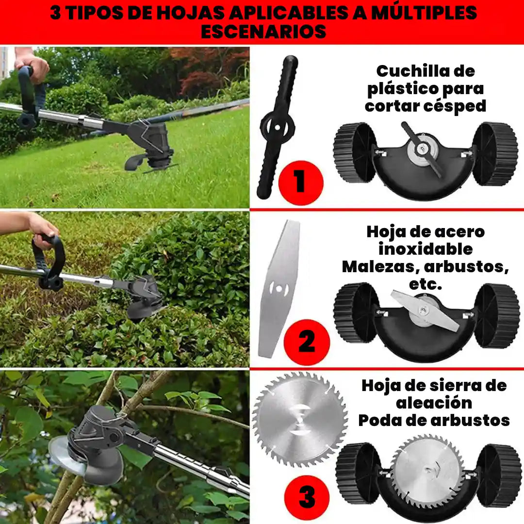 Grasspro™️ 3en1| Guadaña Recargable Portatil Con Ruedas.
