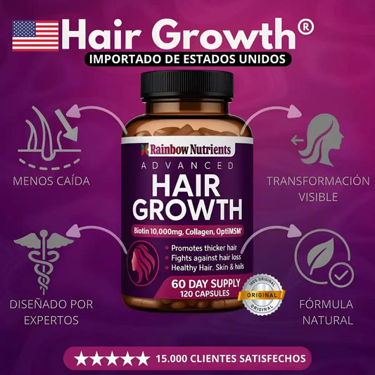 Hair Growth pro X 120 CAPS|Frena la caída, fortalece tu cabello